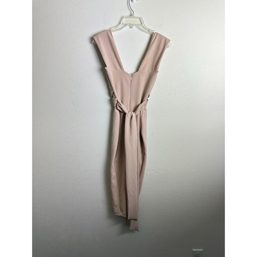 Nookie Women's Miami Midi Dress Beige Size XS Bodycon Waist Tie Classic Zip - Picture 7 of 9